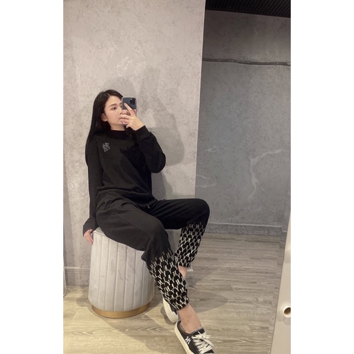 (ảnh thật) Set bộ M/ lb chất nỉ họa tiết monogram hàng chuẩn chi tiết