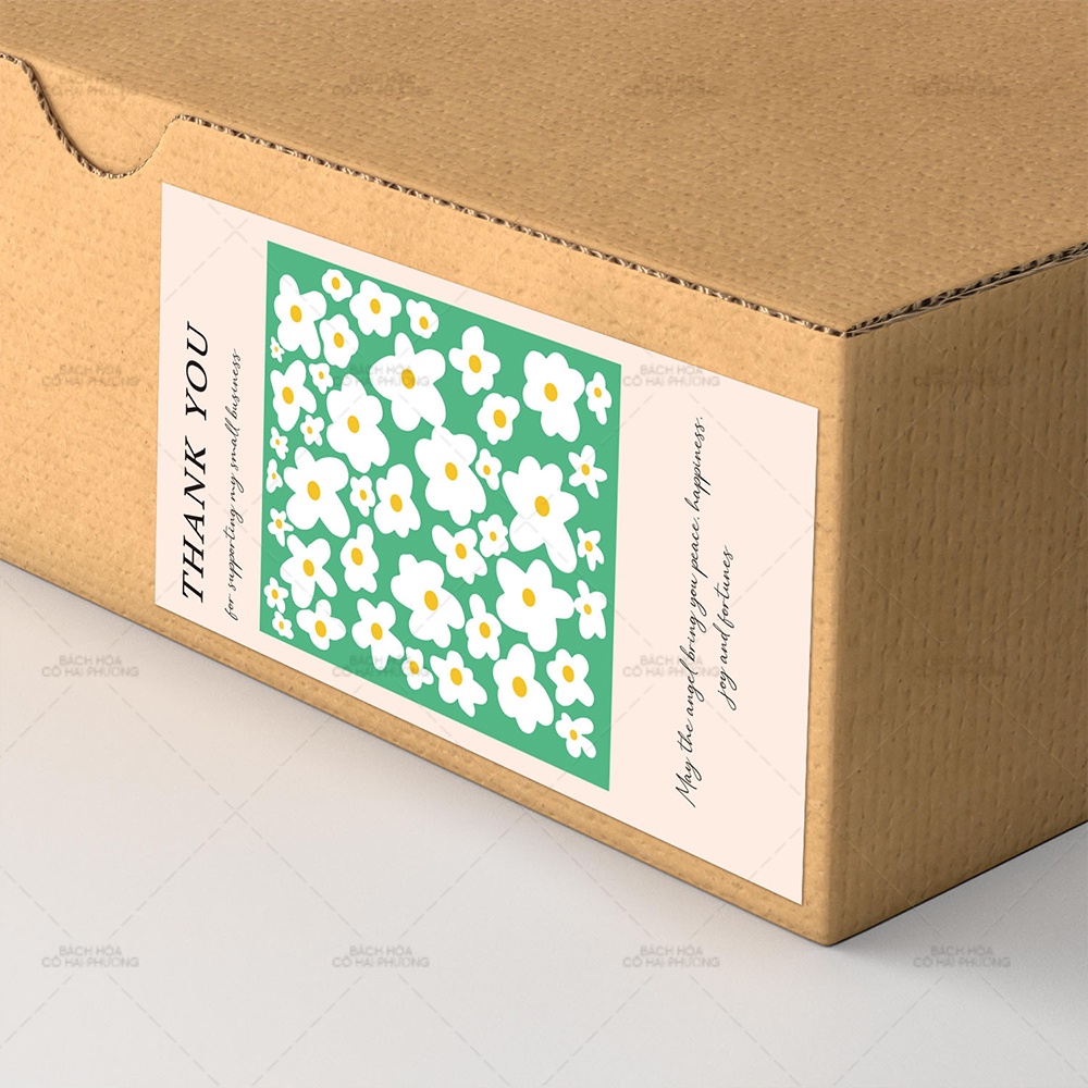 SET 9 TEM DÁN/ STICKER GIẢ KRAFT, MẪU HOA VINTAGE TEM NIÊM PHONG/TEM DÁN HỘP CARTON ĐÓNG GÓI
