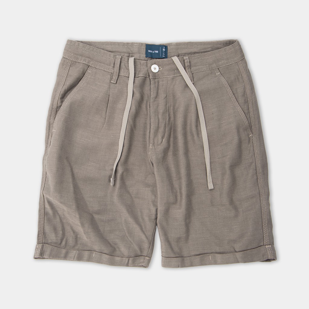Quần đùi, quần short linen nam BEN &amp; TOD 20393 cotton 100%, co giãn 4 chiều, thoáng mát