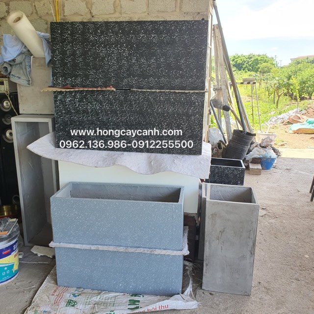 Chậu Xi Măng Nhẹ Chữ Nhật 60x25x25 II Chậu trồng cây ban công, nội thất, sân vườn