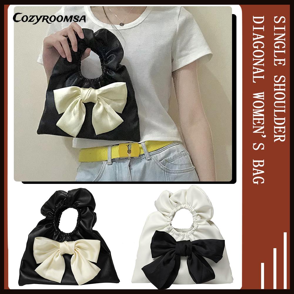 Túi xách da PU xếp li đính nơ thời trang cho nữ