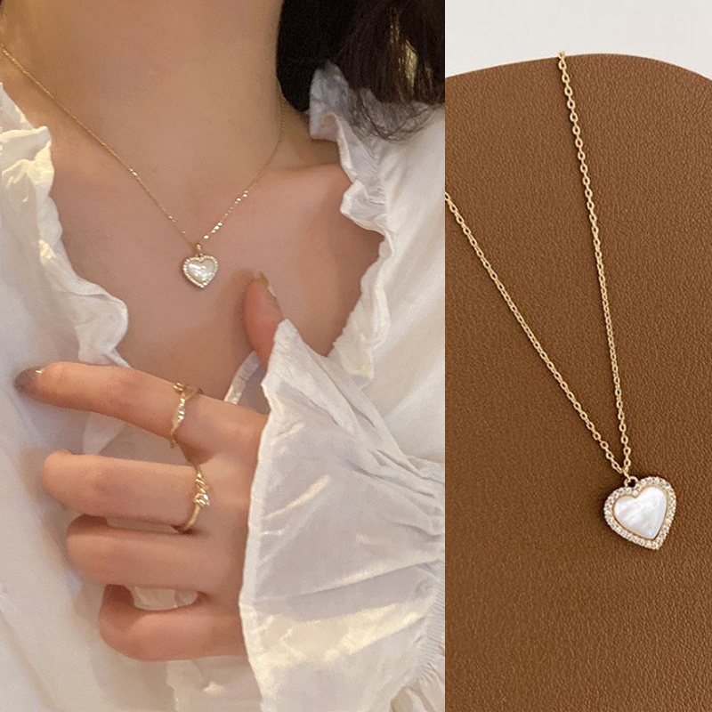 Vòng cổ Mặt Trái Tim Đính Đá Pha Lê Lấp Lánh Thời Trang Đơn Giản Cho Nữ