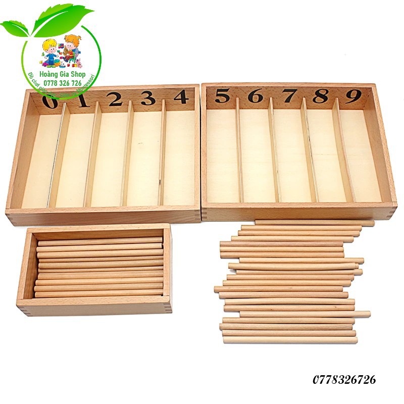 Hộp được đánh số với 45 que tính Montessori (Spindle Box With 45 Spindles)