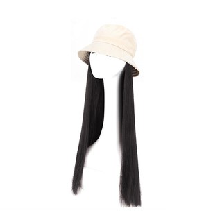 Tóc giả gắn mũ tai bèo trắng thẳng dài 💖FREESHIP💖 tóc nón giả