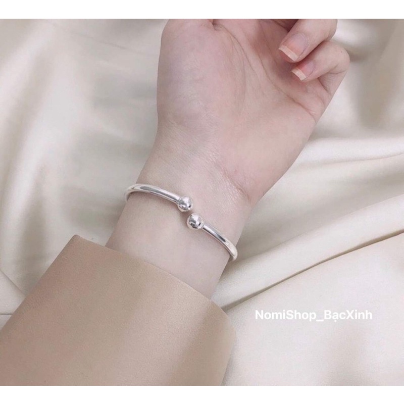 Vòng cua trơn chuẩn bạc có size cho cả trẻ em và người lớn Mainomi Shop Bạc Xinh