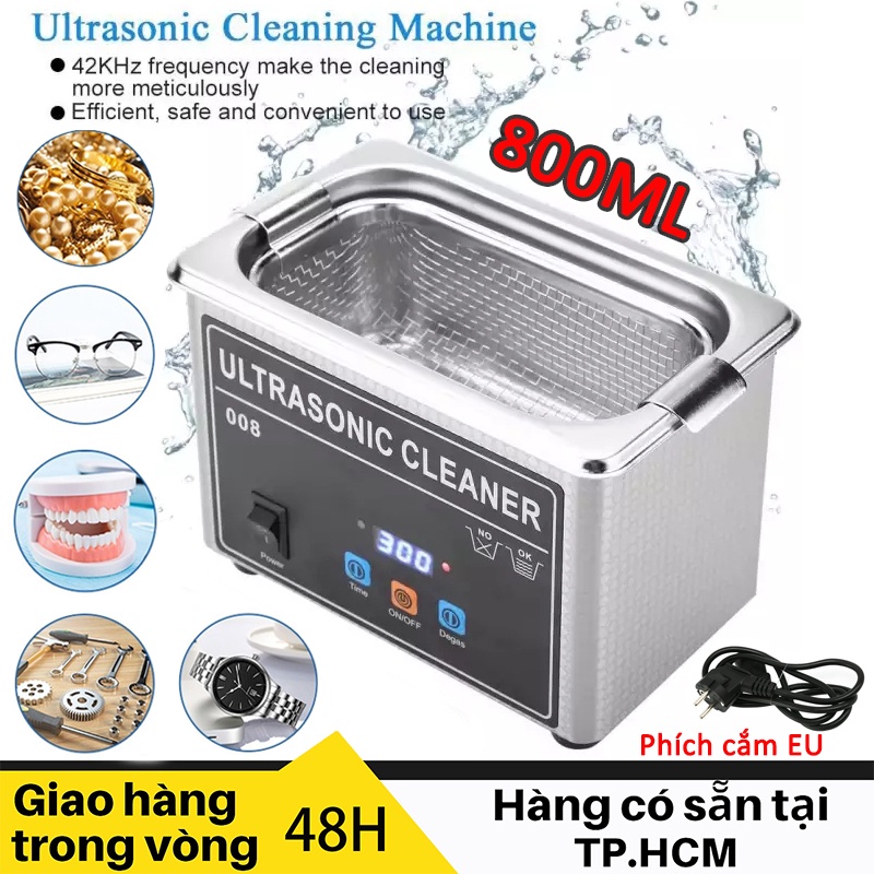 Máy rửa trang sức bằng sóng siêu âm 800ml - Máy làm sạch bằng sóng siêu âm Làm sạch cho đồng hồ đeo kính trang sức