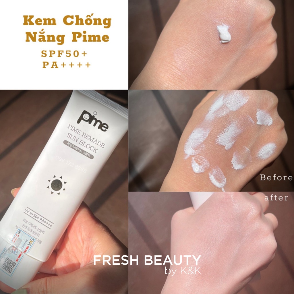 Kem chống nắng dưỡng trắng nâng tone  Pime Sunblock cho các loại da (da dầu, mụn, nhạy cảm..) kiềm dầu SPF50+/PA++++ 60g