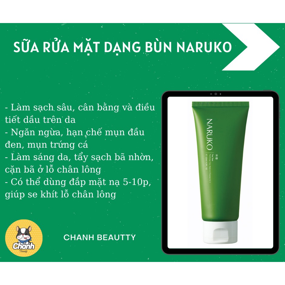 Sữa rửa mặt dạng bùn Naruko trà tràm 120g