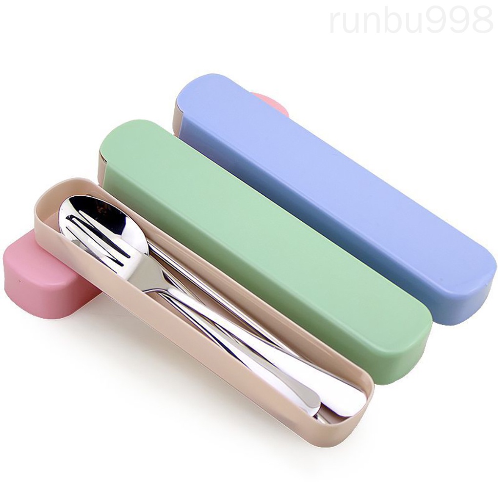 Bộ dụng cụ ăn uống bằng thép không gỉ kèm hộp đựng tiện dụng cho học sinh / nhân viên văn phòng