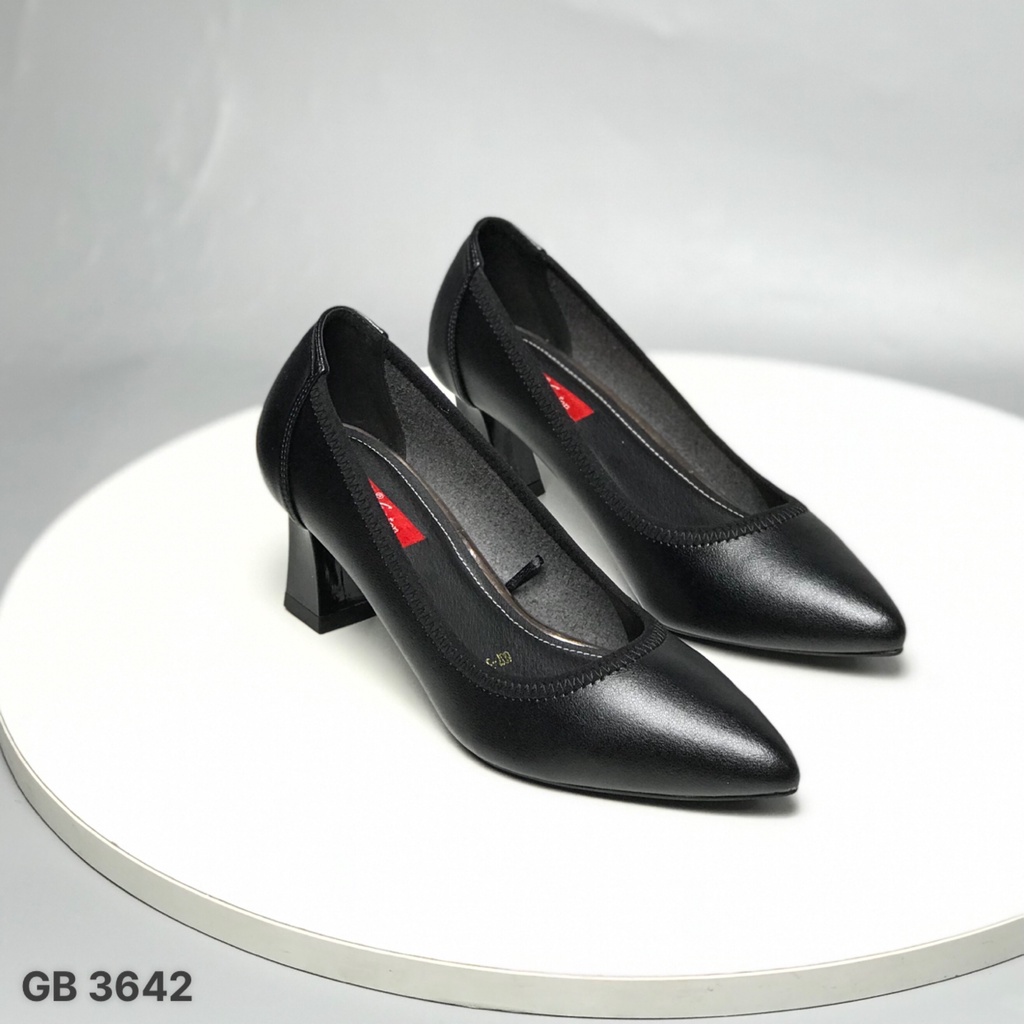 Giày công sở nữ BQ ❤️FREESHIP❤️ Giày cao gót mũi nhọn trơn đơn giản da mềm bo chun gót trụ GB3642