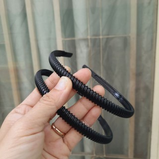 Combo 6 cái Bờm cài tóc xoắn đen bóng (bản 8mm)