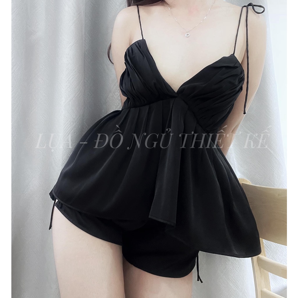 Đồ ngủ sexy / Set bộ 2 dây xếp ly ngực, chất liệu SATIN cao cấp loại 1, mềm mịn mát, freesize dưới 65kg Sexy_Girl_97 | BigBuy360 - bigbuy360.vn