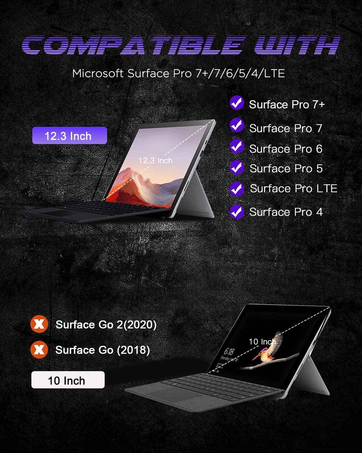 MOKO Giá Đỡ Chống Sốc Có Dây Đeo Cho Máy Tính Bảng Microsoft Surface Pro 7 + / Pro7 / Pro6 / Pro5 / Pro4 / Pro Lte