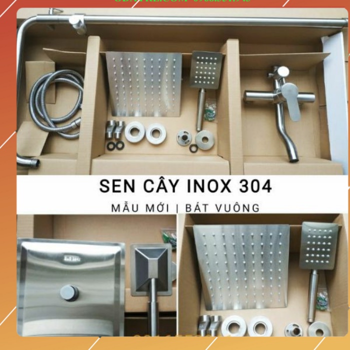 Bộ sen cây tắm đứng MAS inox 304,bát vuông