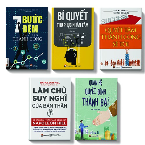 Sách BỘ 5 cuốn: 7 bước đệm +  Bí quyết thu phục nhân tâm + Quyết tâm thành công + Quan hệ thành bại + Làm chủ suy nghĩ