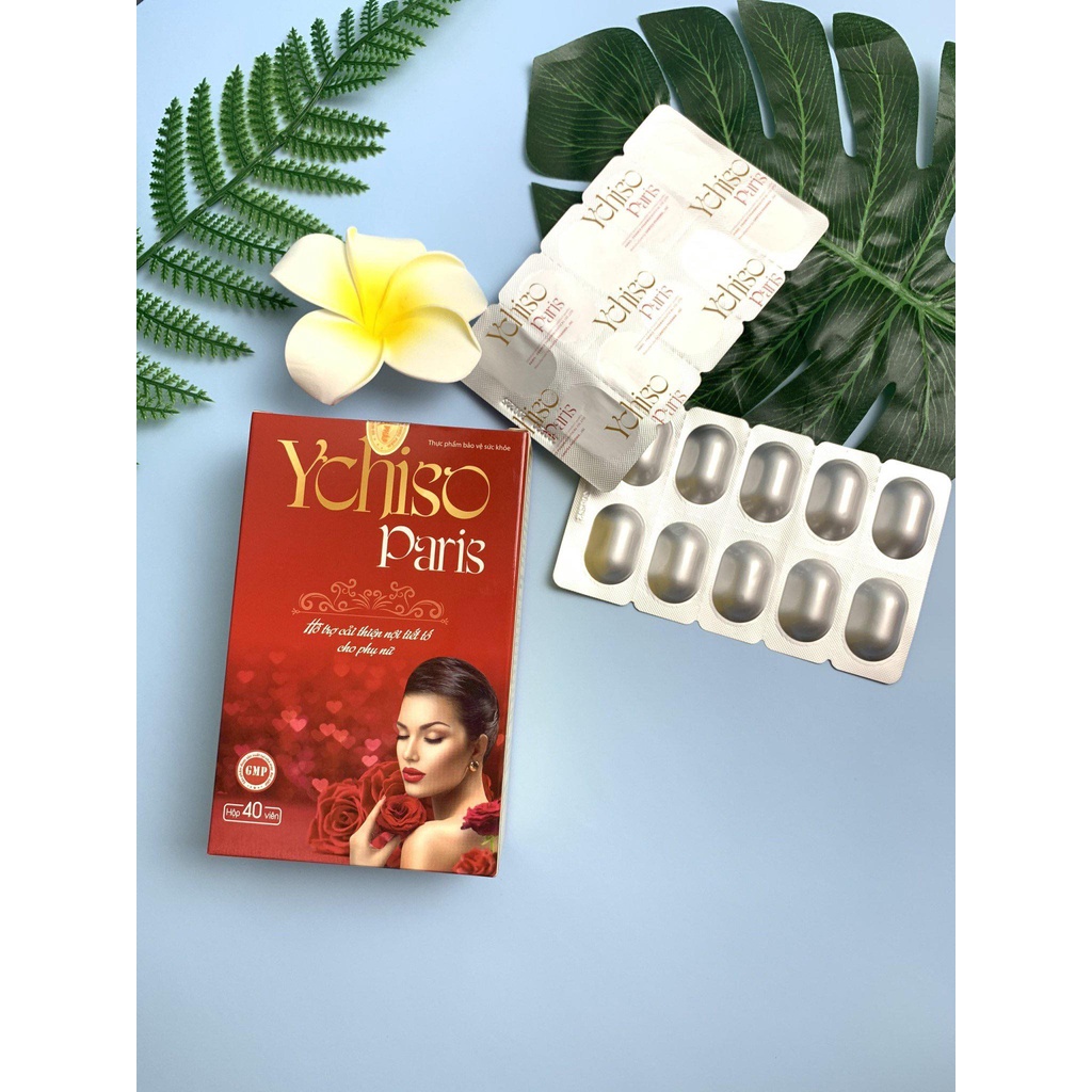 Viên uống làm sáng da, tăng cường nội tiết tố nữ YCHISO - PARIS - với Sữa ong chúa, Nhau thai cừu - Hộp 40 viên