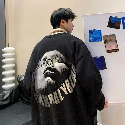 Áo Sweater Unisex Dáng Rộng Cổ Tròn In Họa Tiết Chân Dung Sáng Tạo Thời Trang Size M-5XL