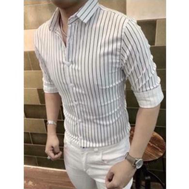 Áo sơ mi kẻ sọc nhỏ hàn quốc, dáng ôm body, phong cách trẻ trung, năng động, phù hợp mọi lứa tuổi | BigBuy360 - bigbuy360.vn