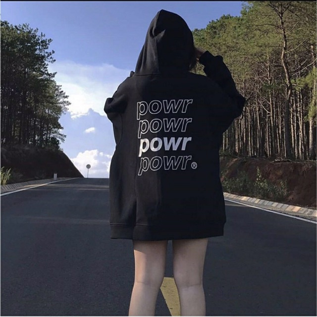 Áo khoác nỉ hoodie power unisex phom rộng nhiều màu chất đẹp