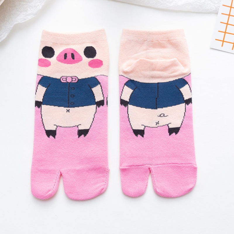 Xiangbao Vớ Xỏ Ngón Chân Cotton Hở Ngón In Hình Heo Hoạt Hình Phong Cách Harajuku Cho Nữ
