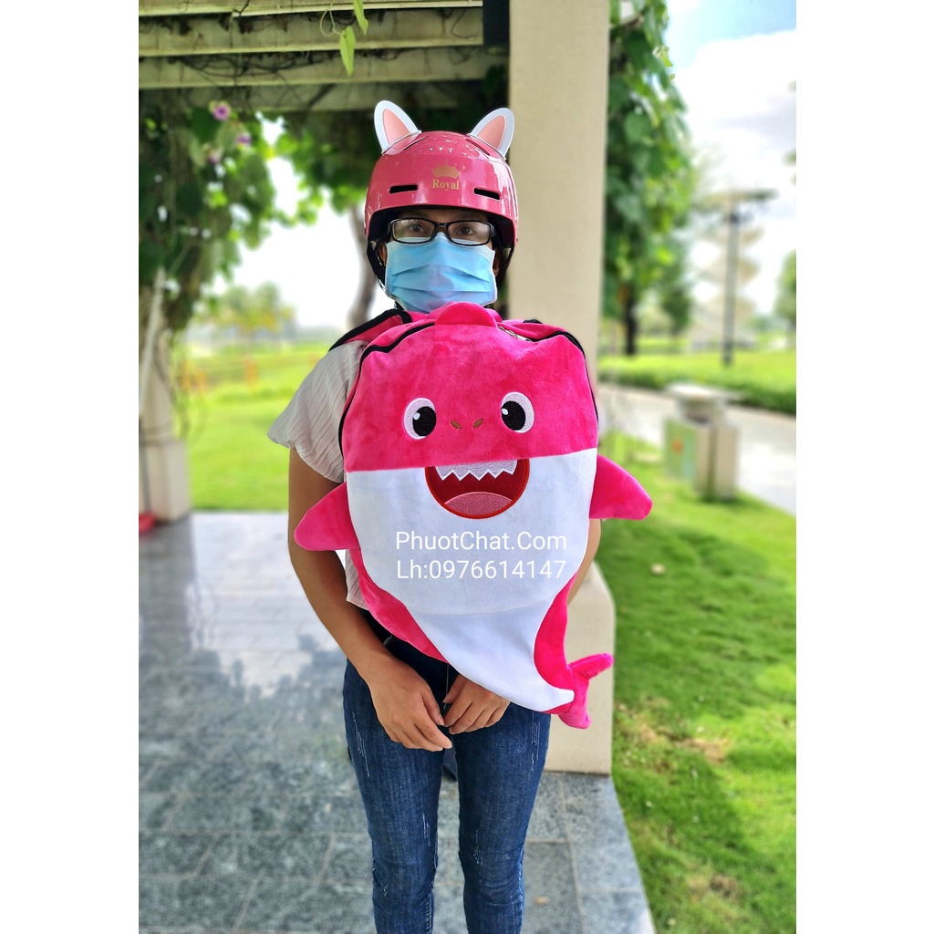 Balo cá mập BABY SHARK màu hồng siêu cấp cute
