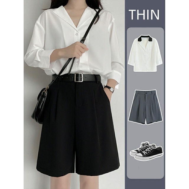 Quần short quần lửng ống rộng bigsize màu đen D50 CRQ023