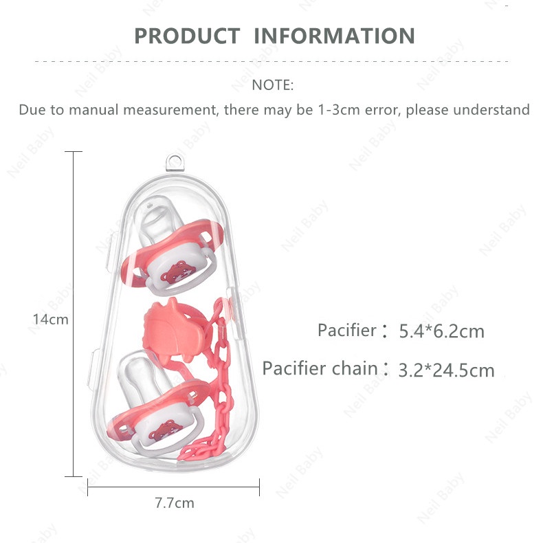 Núm Ti Giả Bằng Silicon Họa Tiết Hoạt Hình Kèm Dây Chuỗi Hạt Cho Bé
