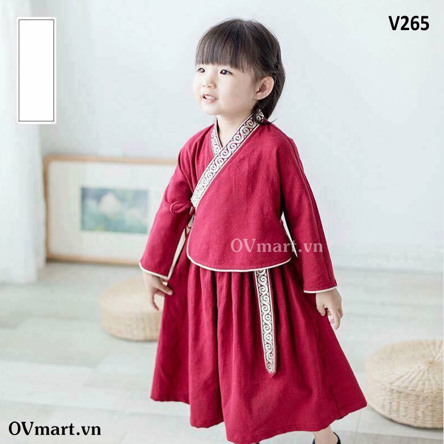 VÁY BÉ GÁI - VÁY HANBOK MÁU ĐỎ ĐÔ BÉ GÁI DỊ DÀNG