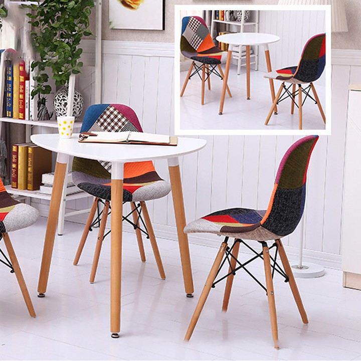 HOT Ghế bàn ăn , Ghế Phòng họp Eames ( chân gỗ sồi - vải thổ cẩm thoáng khí ) phù hợp với setup quán cafe , nhà hàng