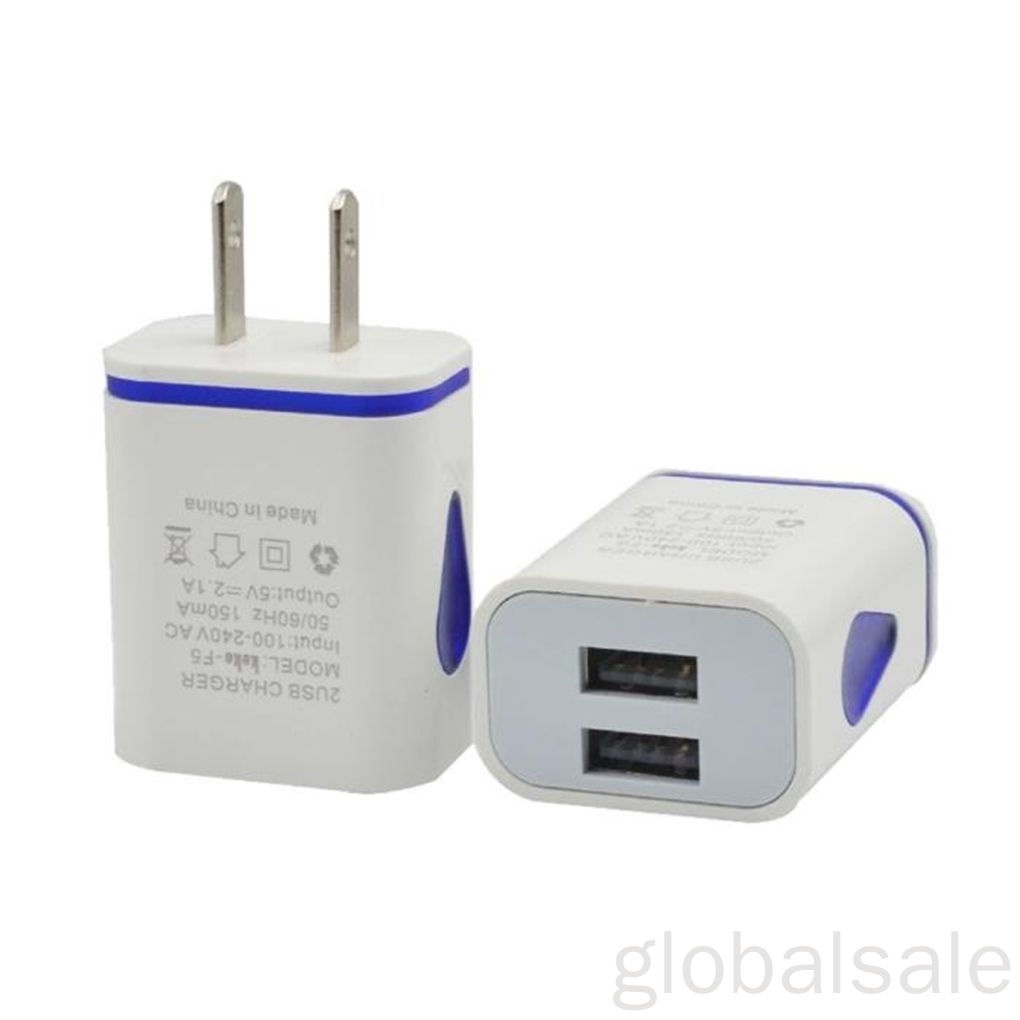 Củ sạc nhanh hai cổng USB 2A có đèn LED tiện lợi dành cho điện thoại