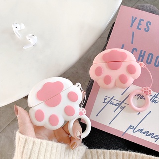Vỏ Bảo Vệ Hộp Sạc Tai Nghe AirPods Pro AirPods 1/2 Hình Dấu Chân Mèo 3D Dễ Thương
