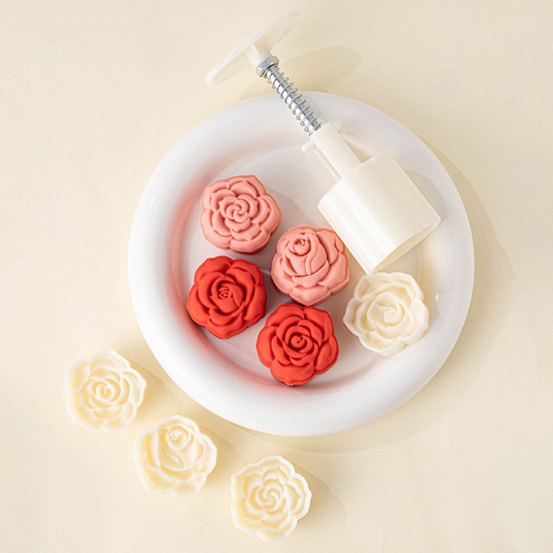 Khuôn Nhựa Làm Bánh Trung Thu Hình Hoa Hồng 50g DIY
