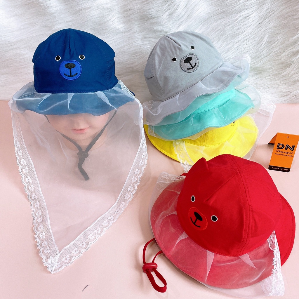 Mũ kèm Khăn Voan Chống Bụi Duy Ngọc 48cm(Cho bé từ 6-24 tháng tuổi)