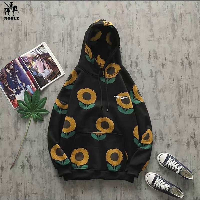 [Freeship] Áo hoodie nỉ ngoại in hoa hướng dương dễ thương năng động thoáng mát Thời Trang NOBLE TP052