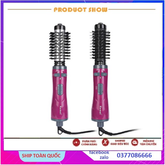 Lược Điện Sấy Tóc Kemei KM 813 - Xoay 360 - Lược Điện Sấy Cụp Cao Cấp Đa Chức Năng - uốn - duỗi - làm xoăn