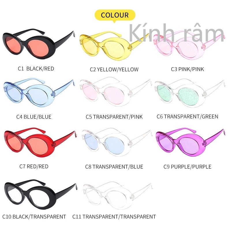 Kính mát hình oval lấp lánh cho nam và nữ