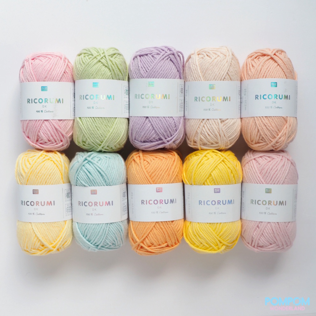 Len sợi Cotton Creative Ricorumi DK 25gr (Tông màu pastel)