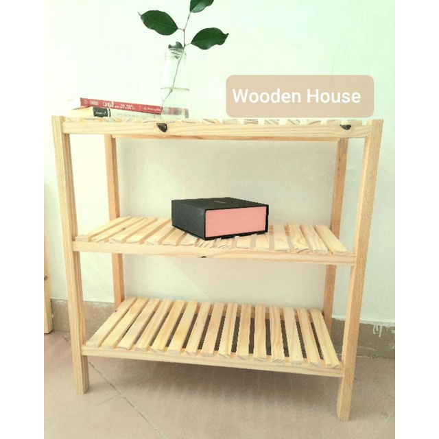 KỆ GIÀY GỖ 3 TẦNG SIZE 60CM - 3T60 - GỖ THÔNG - MÀU TỰ NHIÊN
