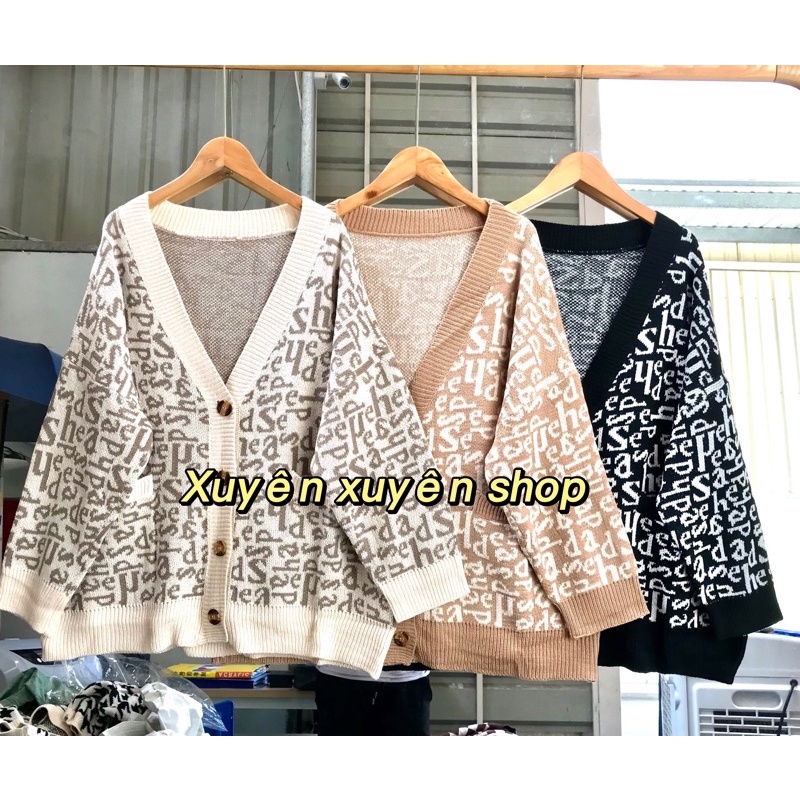 Áo khoác len cardigan hoạ tiết CHỮ CÁI ( Ảnh thật ) | WebRaoVat - webraovat.net.vn