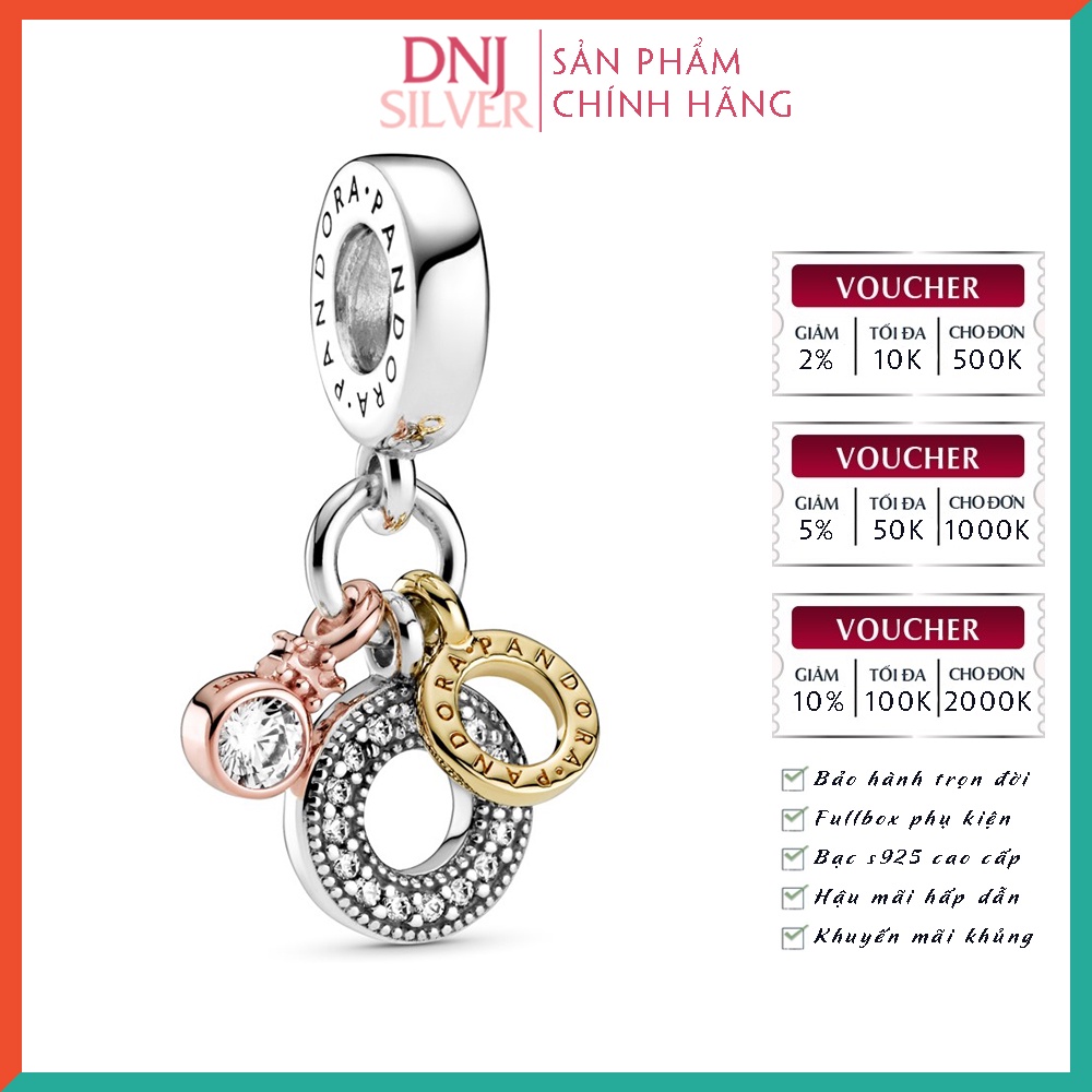 Charm bạc 925 cao cấp, hàng chuẩn bạc - Charm Triple Monogram &amp; Logo thích hợp để mix vòng tay charm - DN032