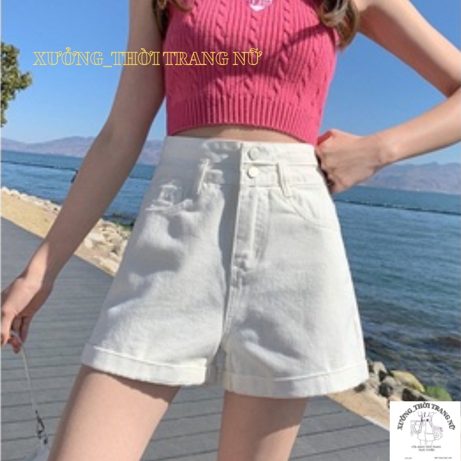 Quần short kaki,quần ngố lưng cao 2 nút cạp to có bigsize