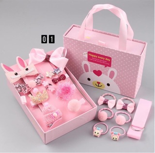 Set 18 chi tiết nơ hình thỏ cho bé
