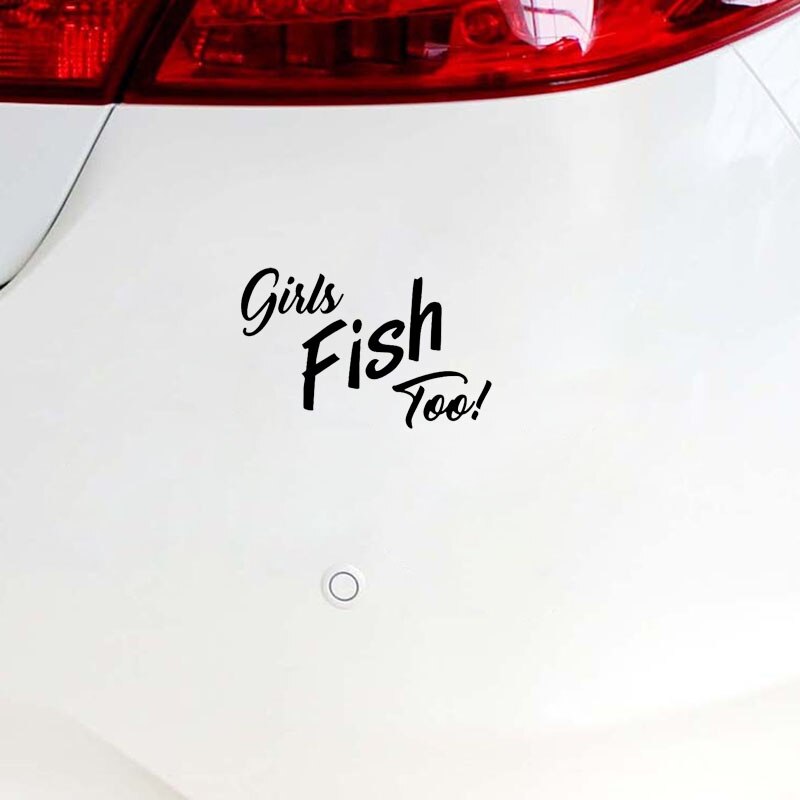 Đề can vinyl chữ Girl Fish Too độc đáo trang trí xe mô tô/ xe hơi kích cỡ 15.5x9.8cm