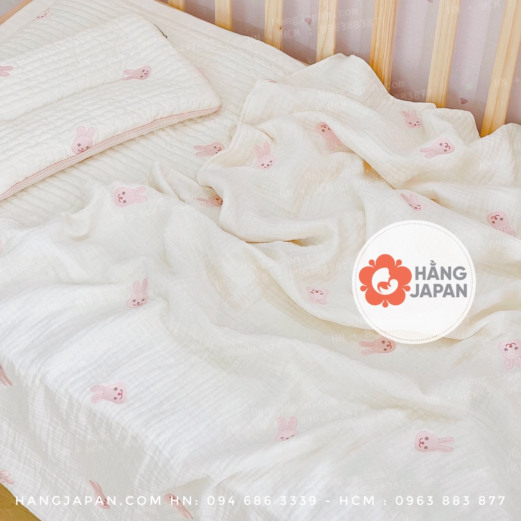 Chăn gạc vải xô 6 lớp Chezbebe thêu cho bé sử dụng 4 mùa chính hãng Hàn Quốc
