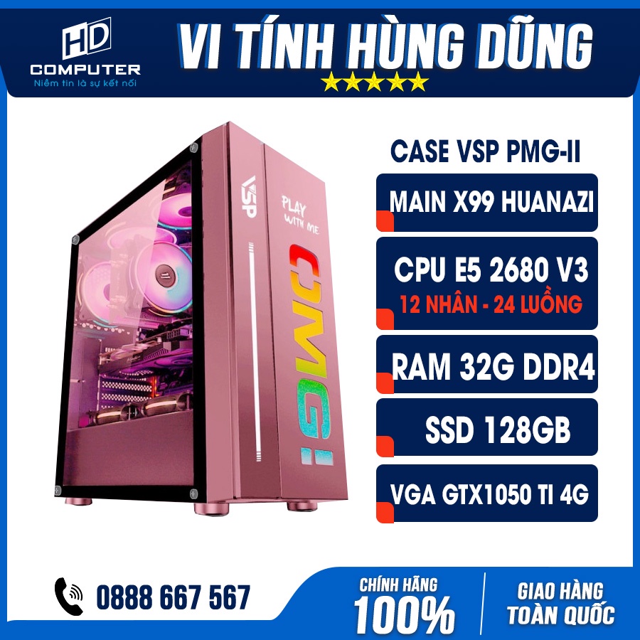 Thùng máy tính chuyên giả lập Nox, LD Player 12 nhân 24 luồng, X99 E5 2680V3 Ram 32G