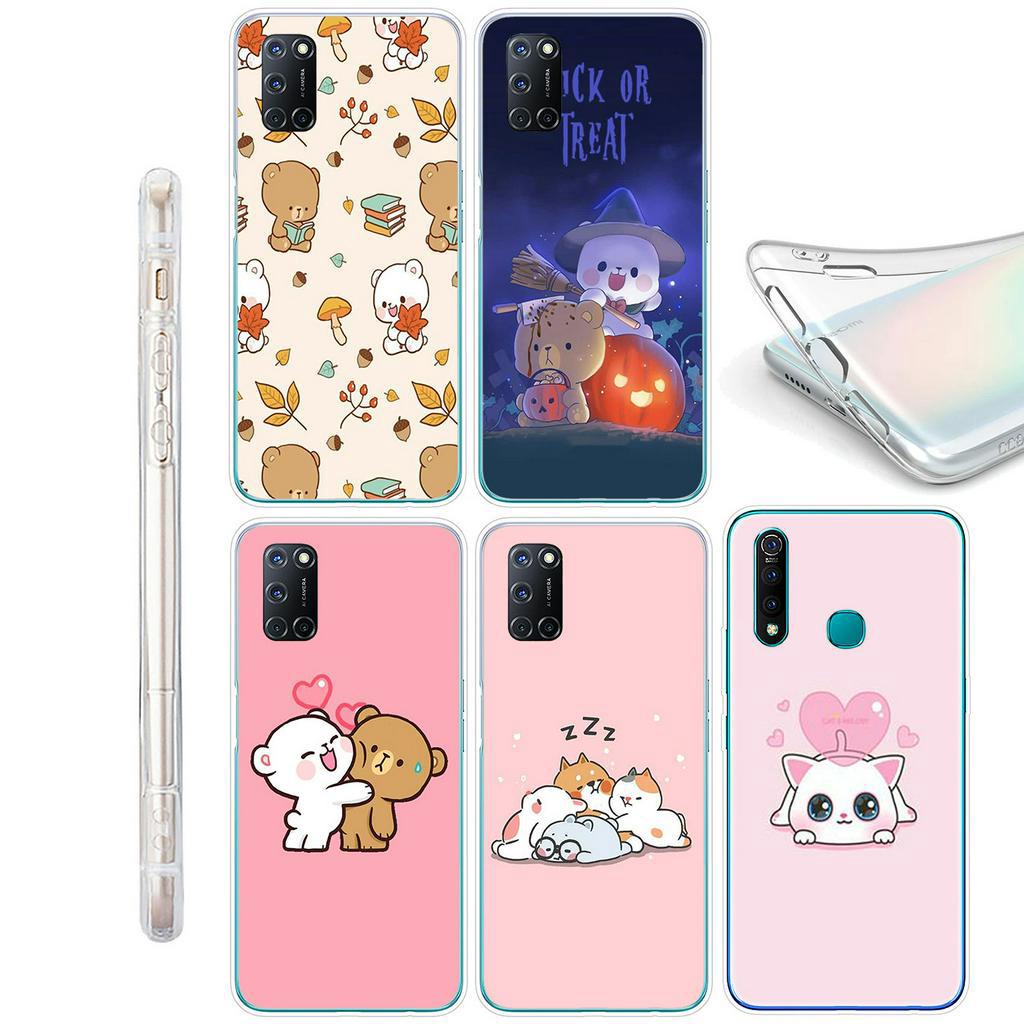 Ốp lưng silicon họa tiết hoạt hình hình con gấu Milk và Mocha cho iPhone XR X XS Max 7 8 6 6s Plus + 6Plus 7Plus 8Plus