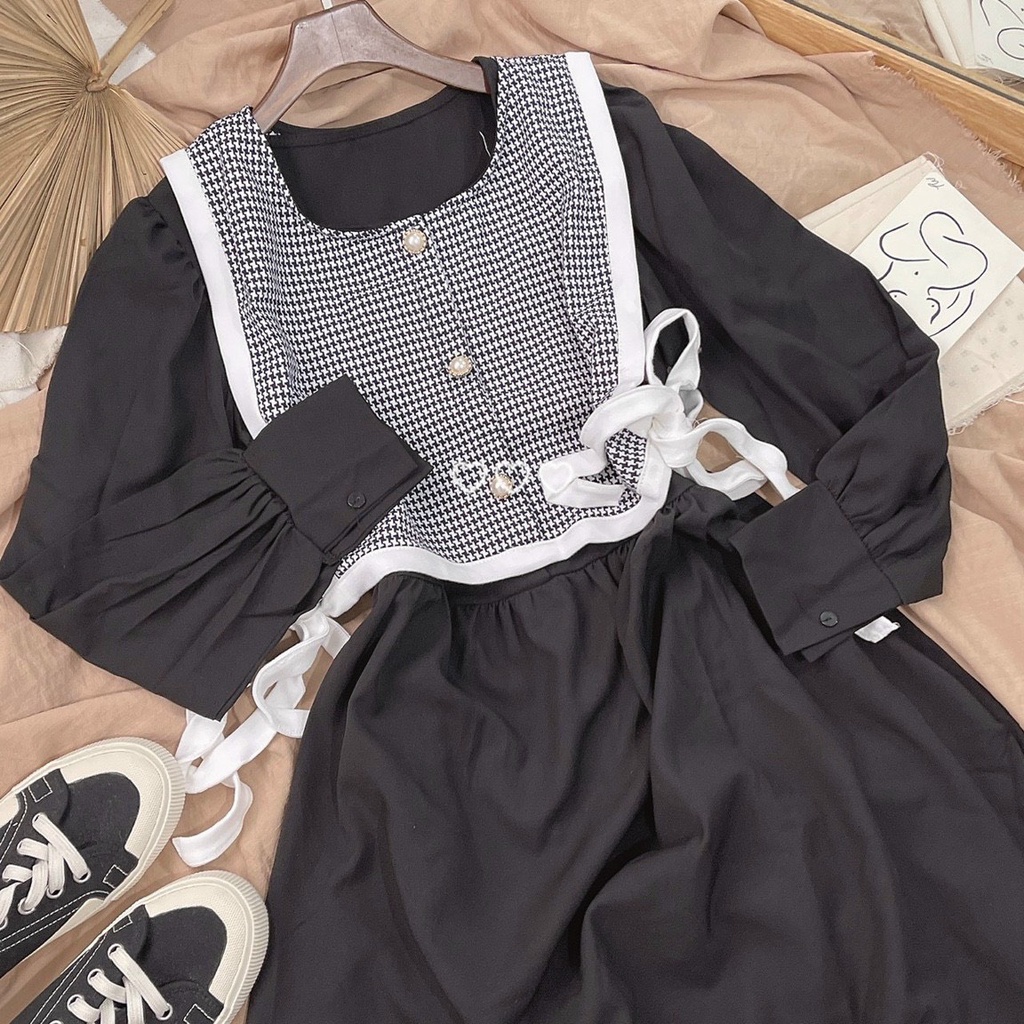 ĐẦM ĐEN BBD PHỐI GILE ZICZAC