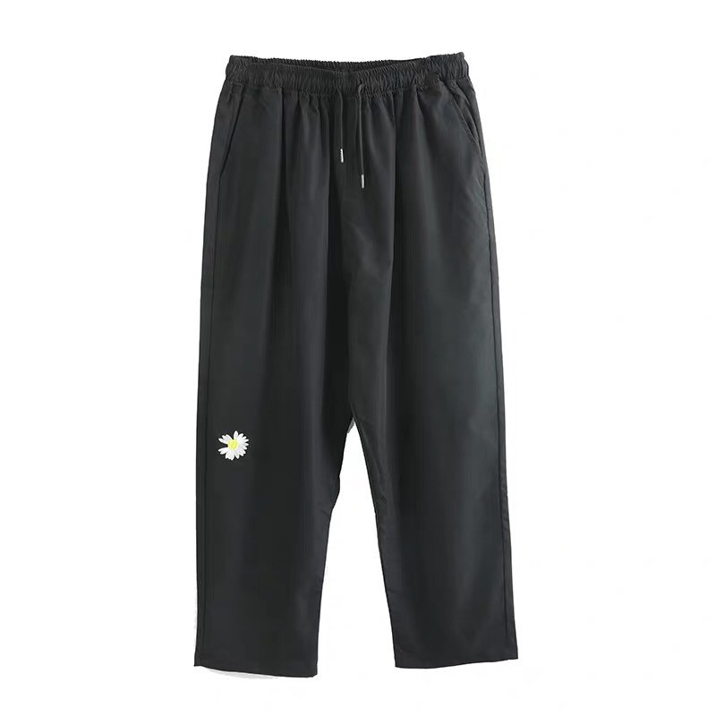 Quần baggy kaki ống suông unisex Thêu hoa cúc, nam nữ ullzang WIND | BigBuy360 - bigbuy360.vn