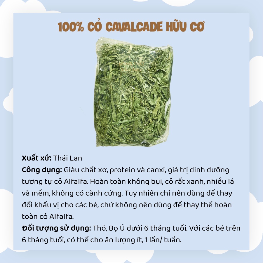 Cỏ Khô Cavalcade Thức Ăn Cho Thỏ, Bọ Ú, Chinchilla Siêu Dinh Dưỡng Nhiều Lá Xanh 150g