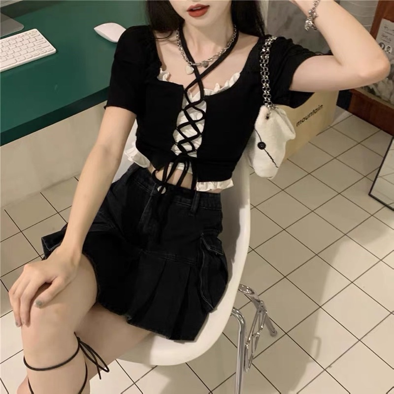 Croptop dây đan
